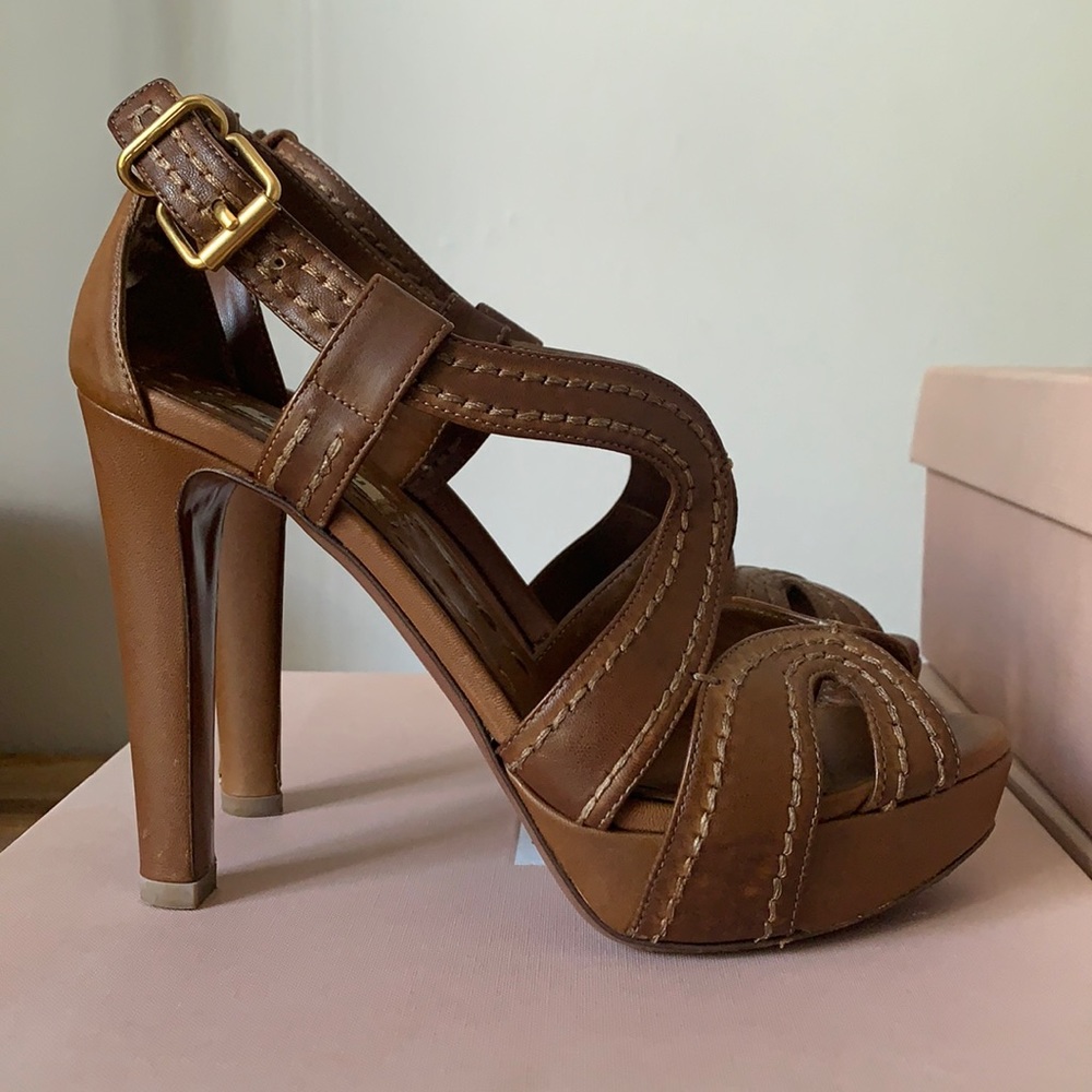 Brown Miu Miu sandals heels, size 36.5.